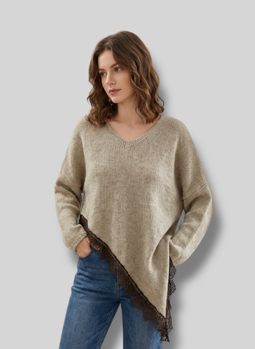 Jersey encaje asimétrico