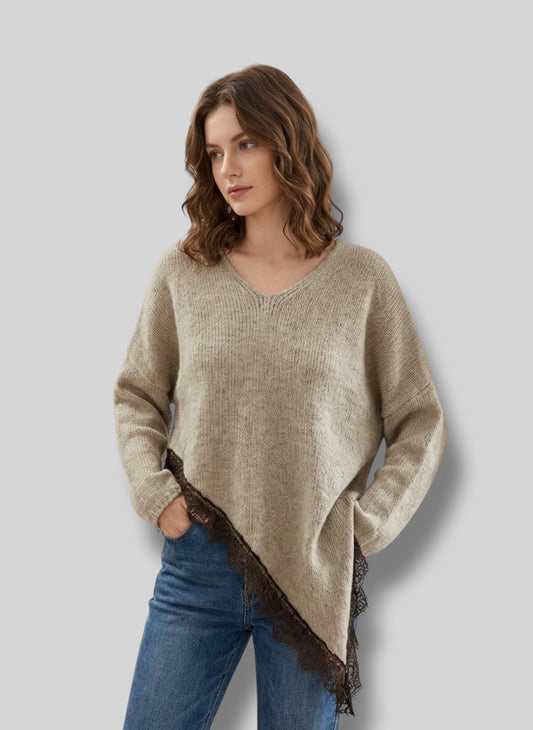 Jersey encaje asimétrico