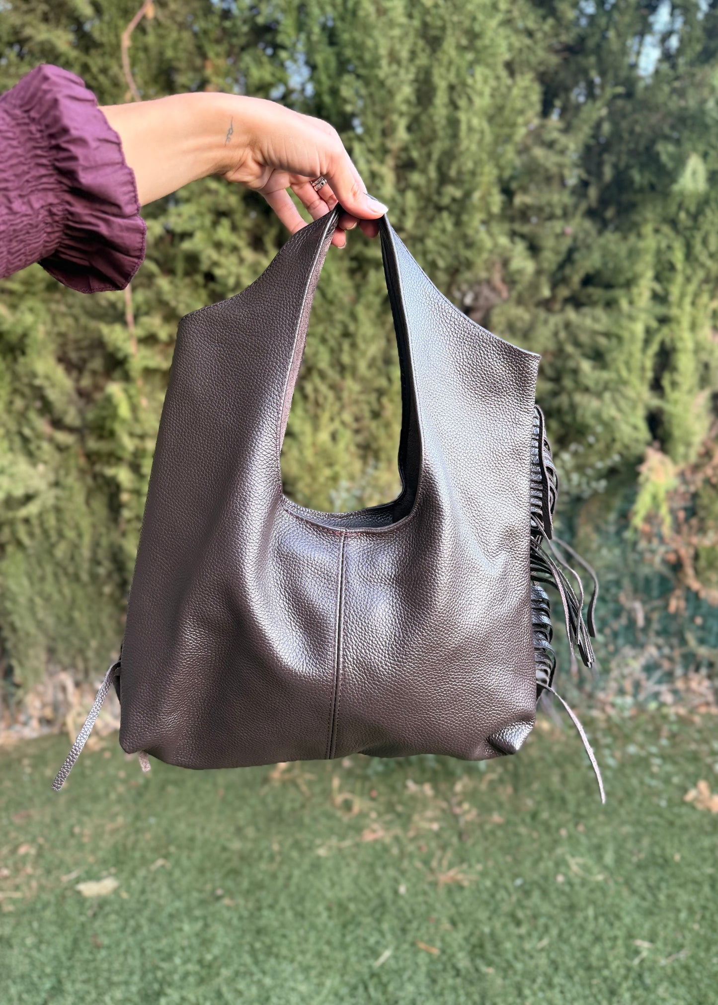 Bolso de piel flecos ￼