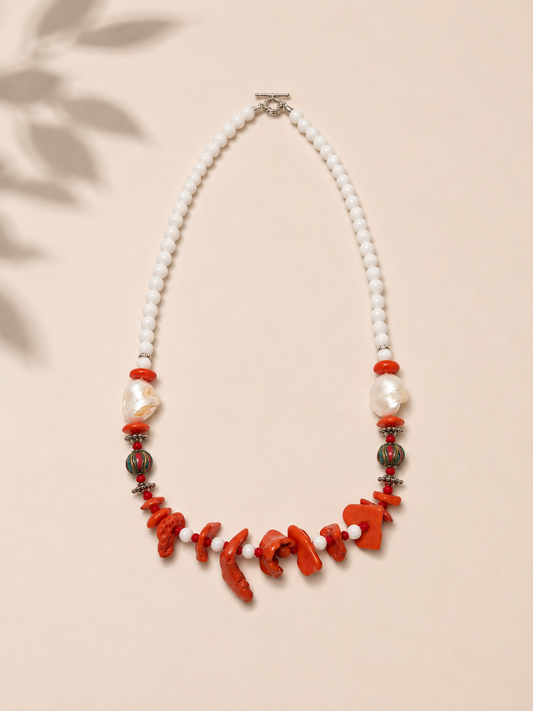Collar con coral y perla - Nuh Nuh