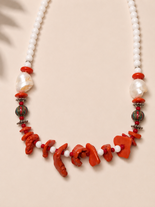 Collar con coral y perla - Nuh Nuh