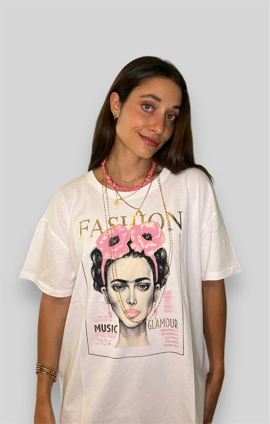 Camiseta glamour rosa oversize - Nuh Nuh