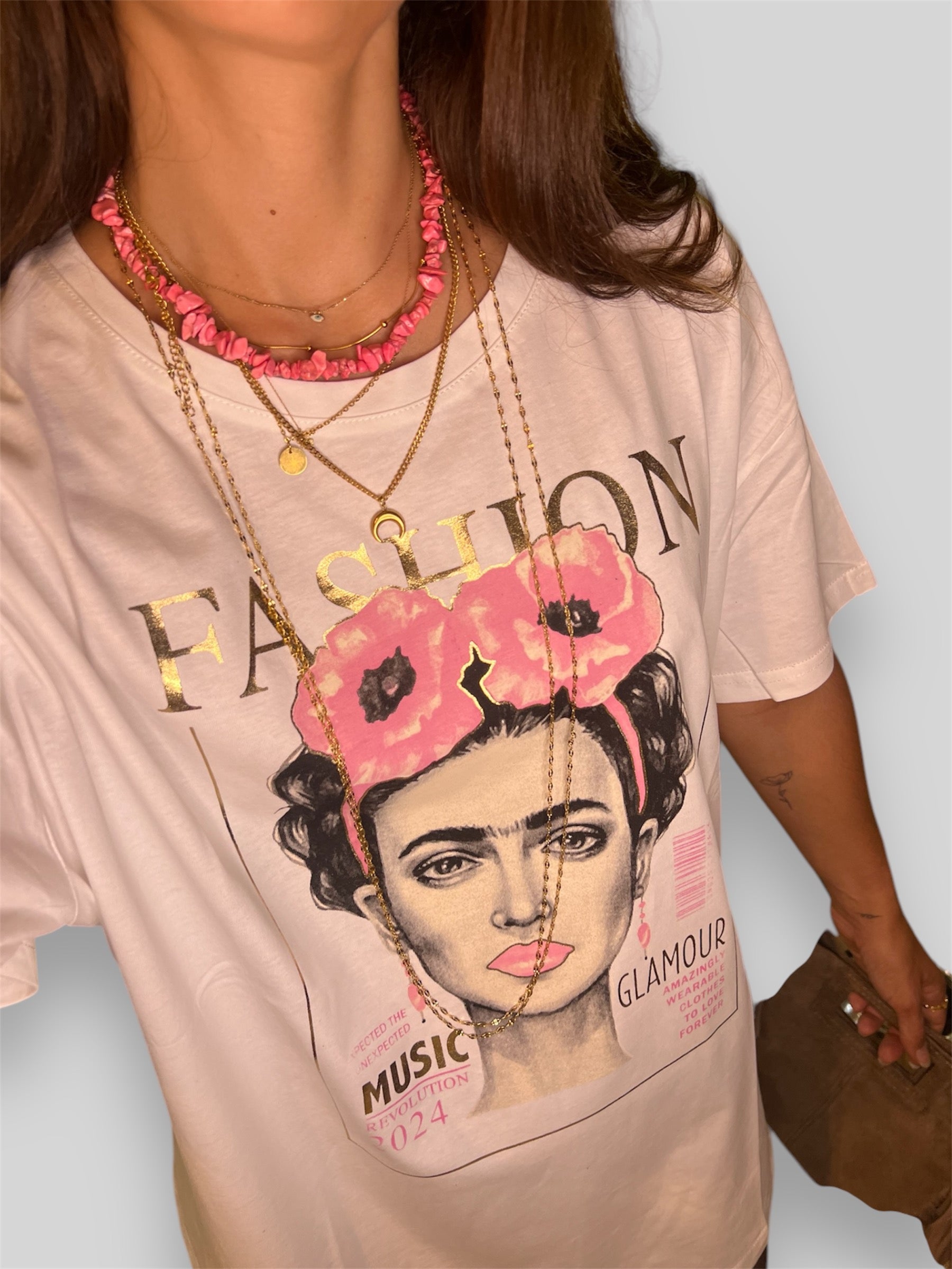 Camiseta glamour rosa oversize - Nuh Nuh