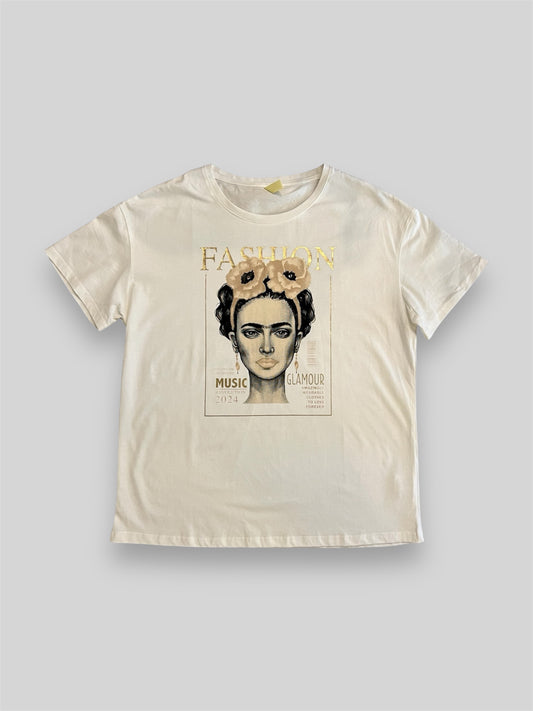 Camiseta oversize glamour beige - Nuh Nuh