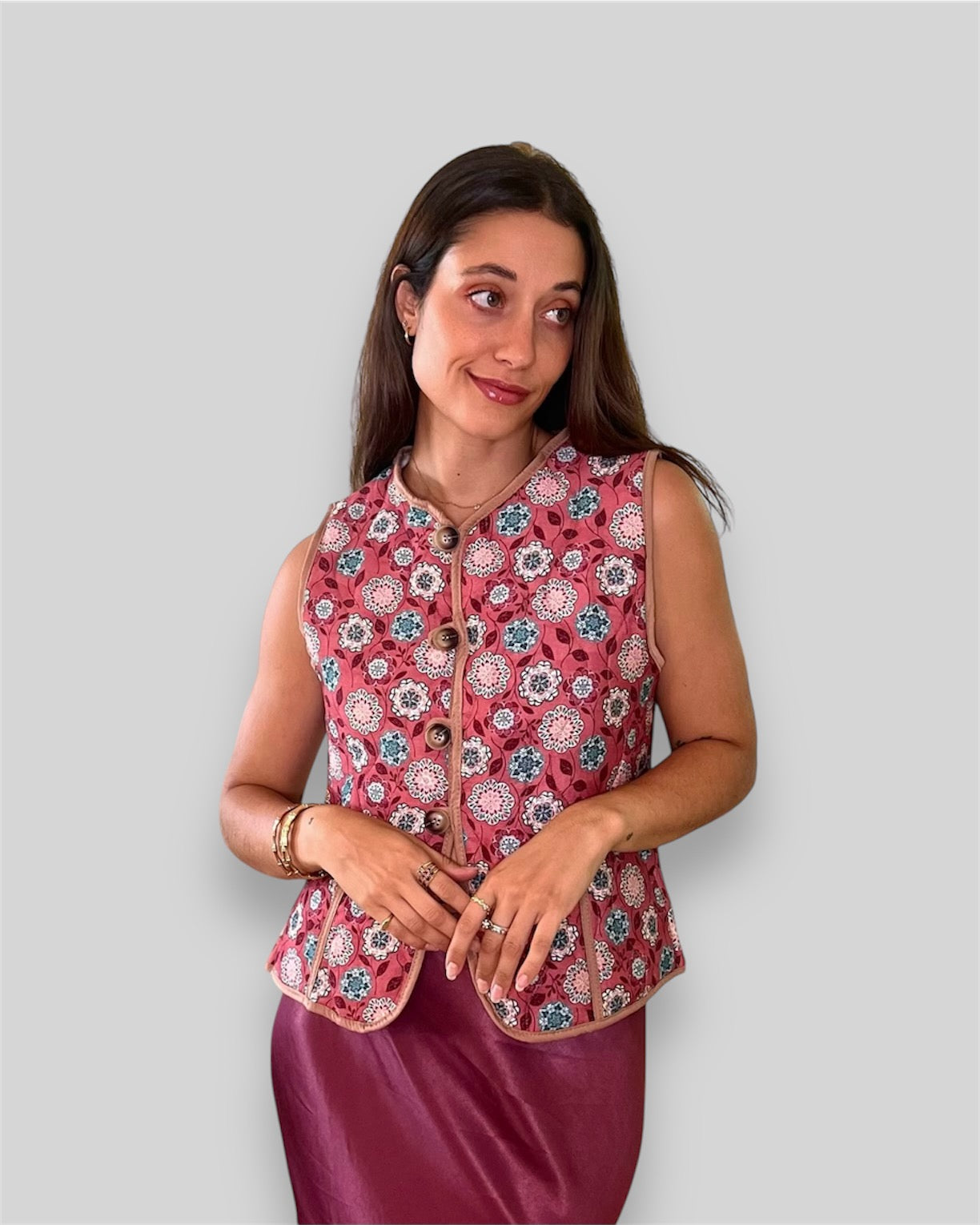 Chaleco acolchado flores - Nuh Nuh