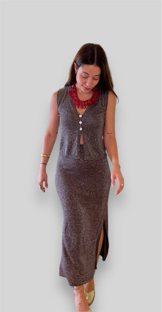 Falda lurex marrón chocolate - Nuh Nuh